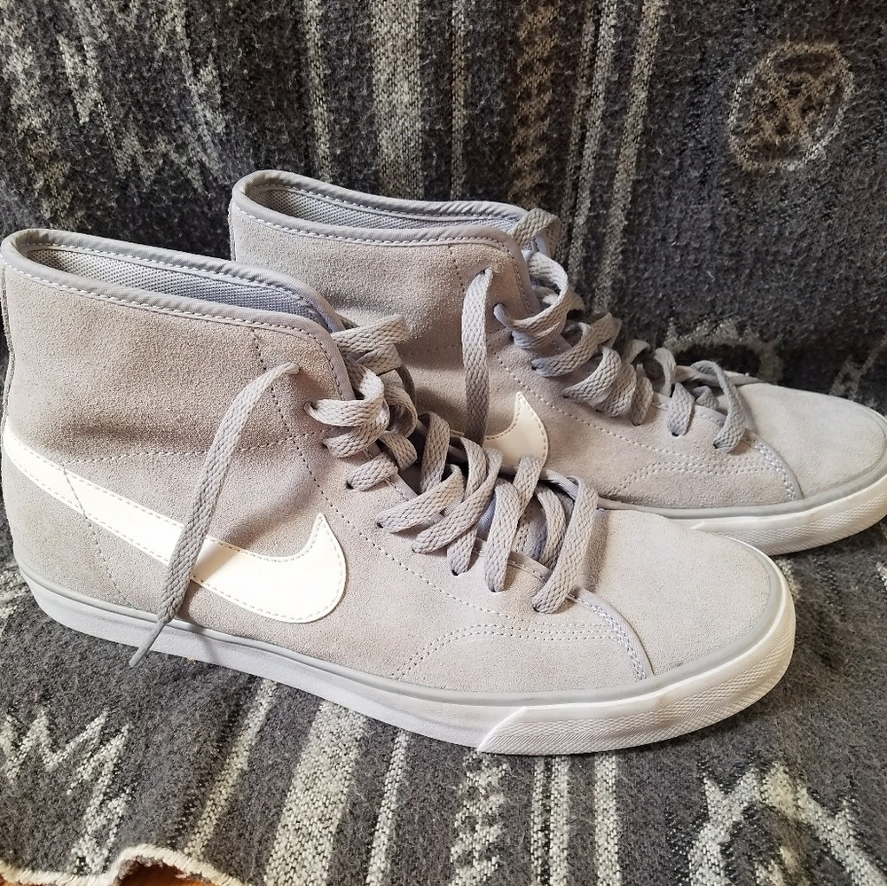 Grey suede Nike high top sneakers
